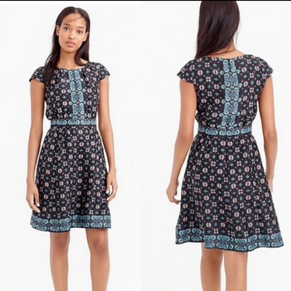 J. Crew Dresses & Skirts - NWOT J Crew Cap-sleeve Print Silk Dress Size 0